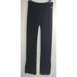 Fabletics Flare Leggings Womans L Heavy Leg Slit Stretch Black Tall EUC